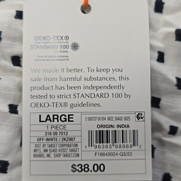 3/4 Sleeve A-line Dress Cream Polka Dots Belted Shift Dress | Knox Rose | Large - Picture 10 of 12